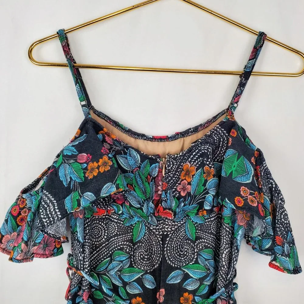 Sky Nesermy Beautiful Floral & Paisley Off the Shoulder Ruffle Top Maxi Dress - Picture 13 of 16